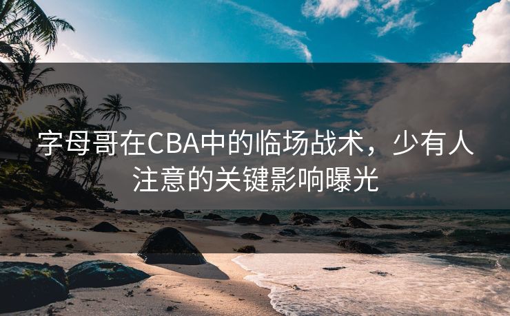 字母哥在CBA中的临场战术，少有人注意的关键影响曝光